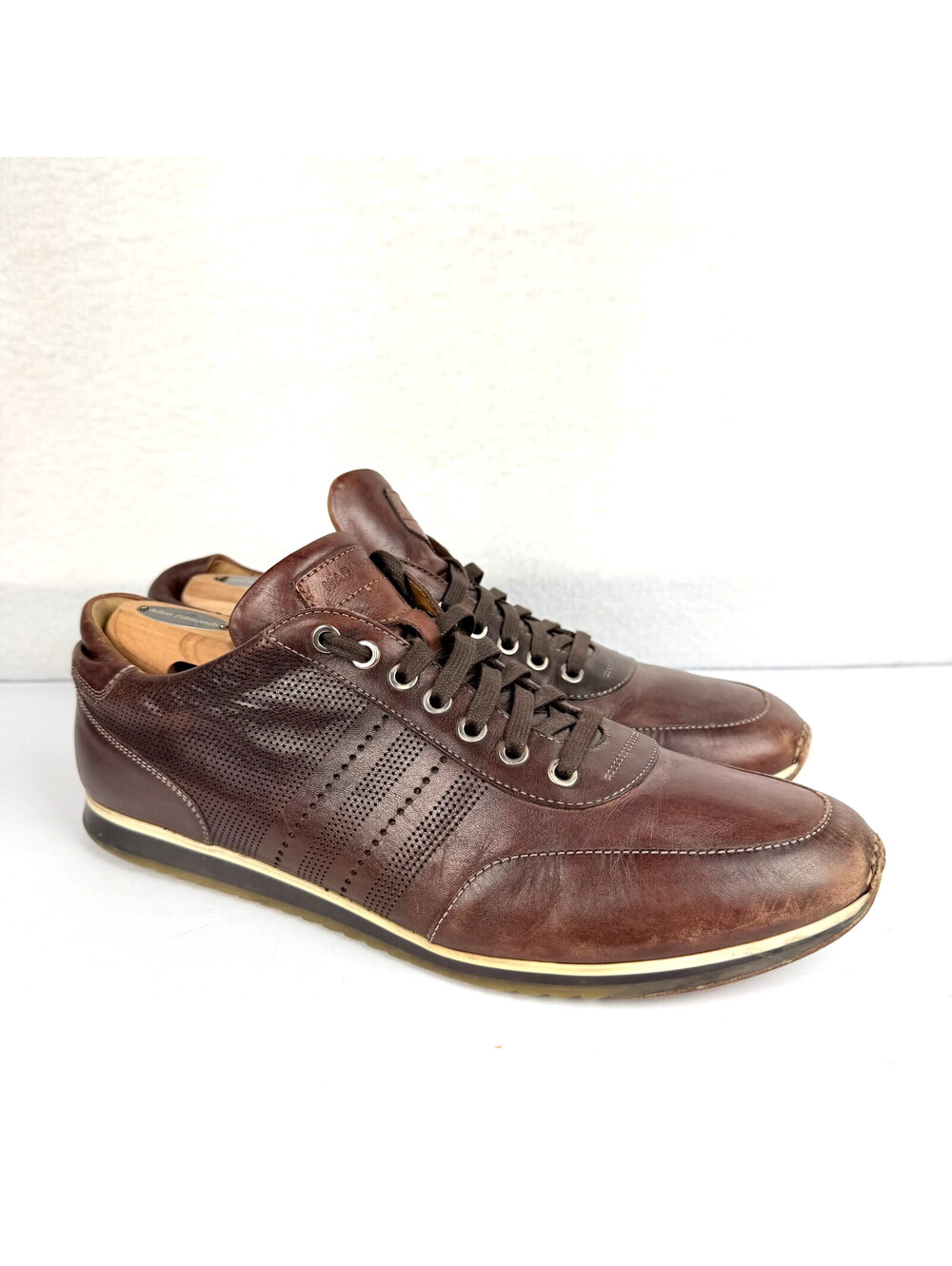 Magnanni Merino Mens 11.5 M Brown Toffee Leather Low Top Sneakers Shoes Casual